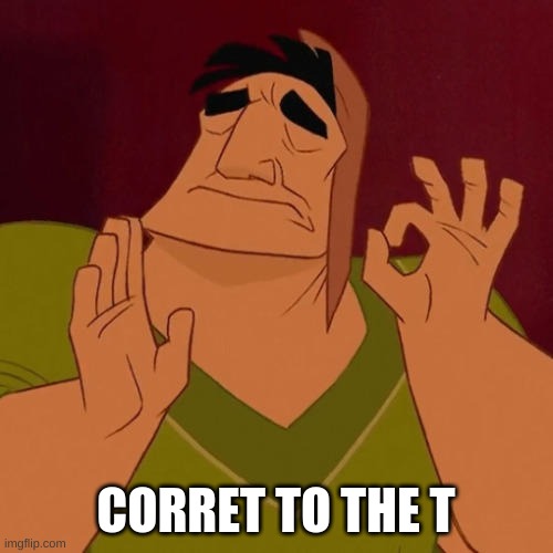 When X just right | CORRET TO THE T | image tagged in when x just right | made w/ Imgflip meme maker