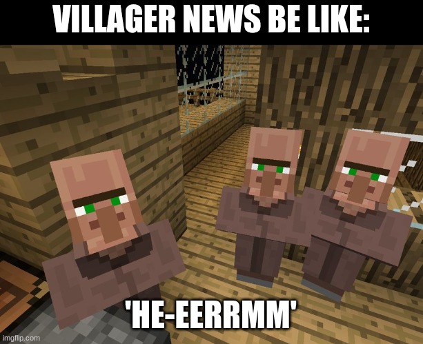 Villager news be like: | VILLAGER NEWS BE LIKE:; 'HE-EERRMM' | image tagged in minecraft villagers | made w/ Imgflip meme maker