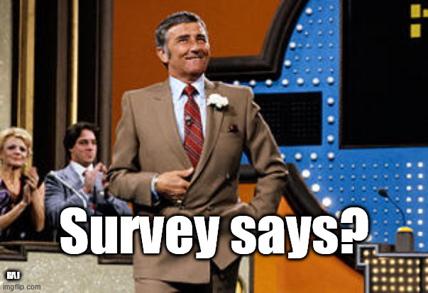 Questioning the obvious | BAJ | image tagged in richard dawson,survey says,family feud | made w/ Imgflip meme maker