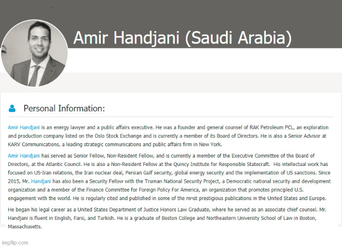 Amir Handjani (Saudi Arabia) - Profile | image tagged in amir handjani saudi arabia,amir handjani karv,amir handjani iran | made w/ Imgflip meme maker