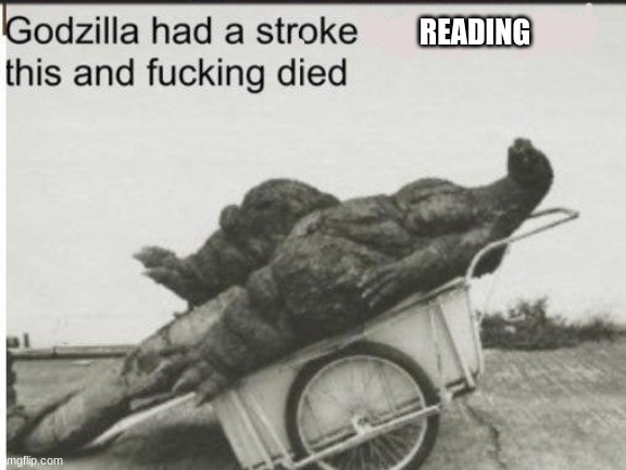 Godzilla | READING | image tagged in godzilla | made w/ Imgflip meme maker
