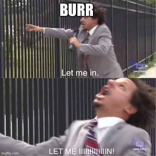 poor burr | BURR | image tagged in let me in | made w/ Imgflip meme maker