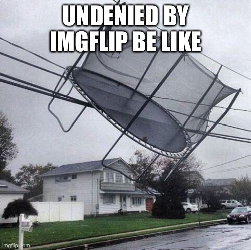 Trampoline | UNDENIED BY IMGFLIP BE LIKE | image tagged in trampoline | made w/ Imgflip meme maker
