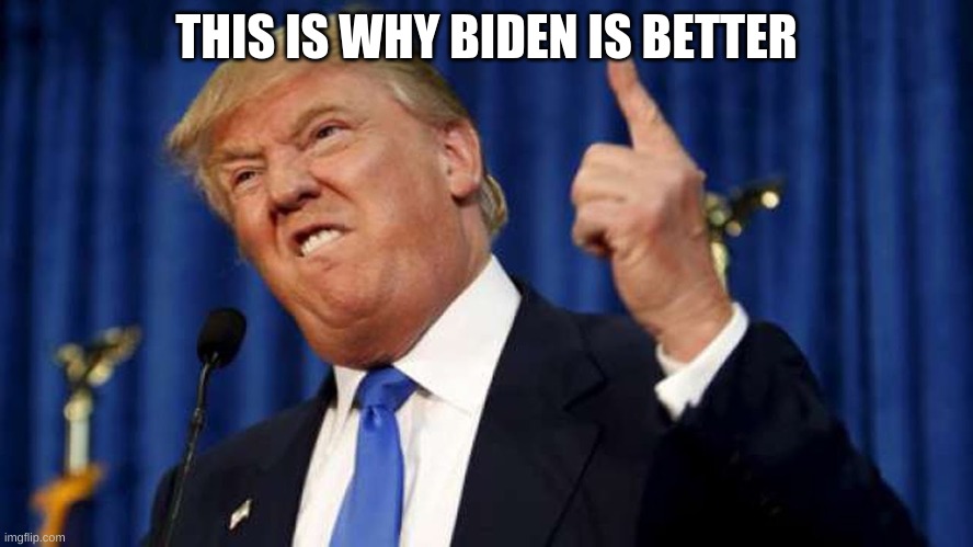 Trump Mad Face  | THIS IS WHY BIDEN IS BETTER | image tagged in trump mad face | made w/ Imgflip meme maker