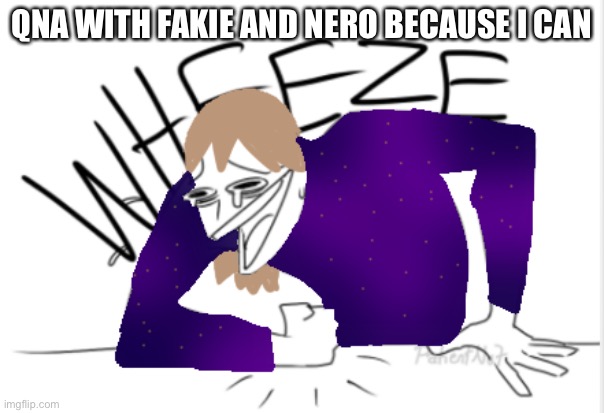A | QNA WITH FAKIE AND NERO BECAUSE I CAN | image tagged in fakie wheeze | made w/ Imgflip meme maker