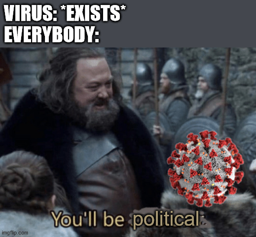 You'll be a soldier | VIRUS: *EXISTS*
EVERYBODY:; political | image tagged in you'll be a soldier | made w/ Imgflip meme maker