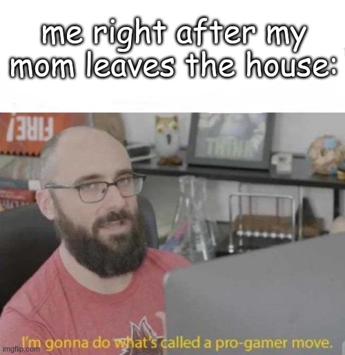 its time to make my move UwU | me right after my mom leaves the house: | image tagged in pro gamer move | made w/ Imgflip meme maker