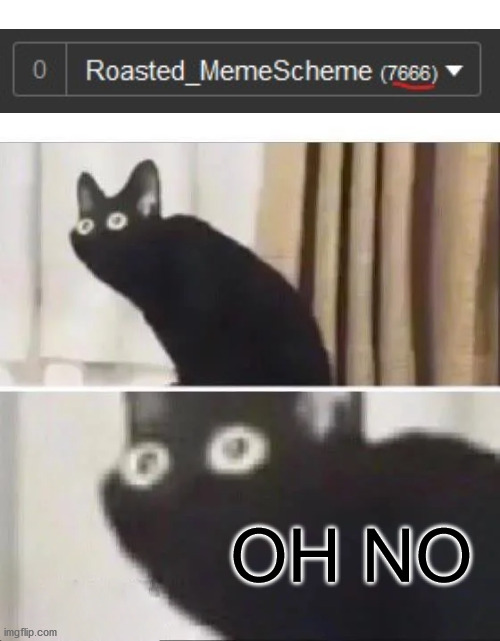 Oh no | OH NO | image tagged in oh no black cat | made w/ Imgflip meme maker