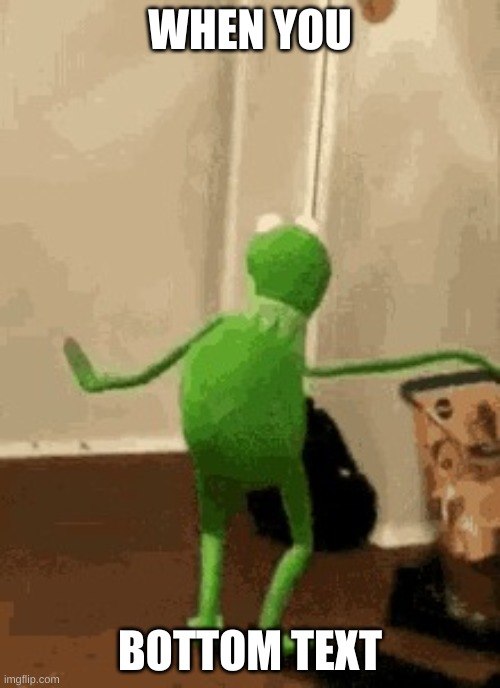 Wiggle Kermit | WHEN YOU; BOTTOM TEXT | image tagged in wiggle kermit | made w/ Imgflip meme maker