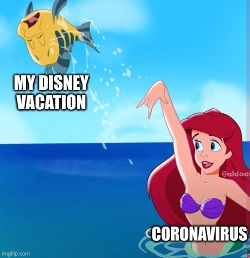 MY DISNEY VACATION; CORONAVIRUS | image tagged in ariel,the little mermaid | made w/ Imgflip meme maker
