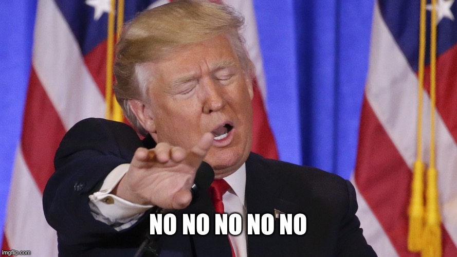 Trump no no no no no | NO NO NO NO NO | image tagged in trump no no no no no | made w/ Imgflip meme maker