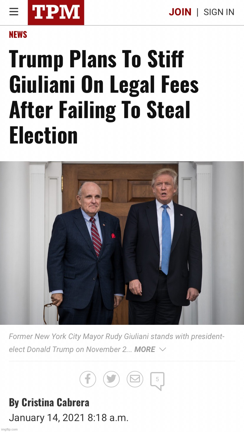 p cringe bruh | image tagged in trump stiffs giuliani | made w/ Imgflip meme maker