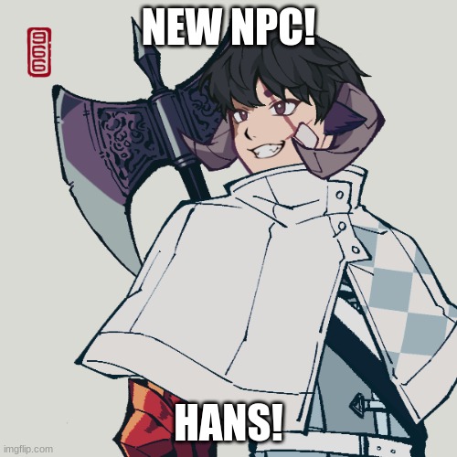 NEW NPC! | NEW NPC! HANS! | image tagged in hans | made w/ Imgflip meme maker
