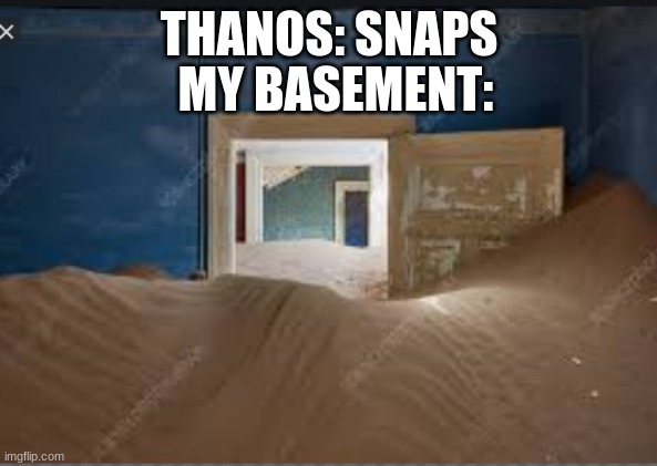 Hol up | MY BASEMENT:; THANOS: SNAPS | image tagged in thanos snap | made w/ Imgflip meme maker
