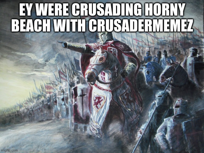 Crusader | EY WERE CRUSADING HORNY BEACH WITH CRUSADERMEMEZ | image tagged in crusader | made w/ Imgflip meme maker