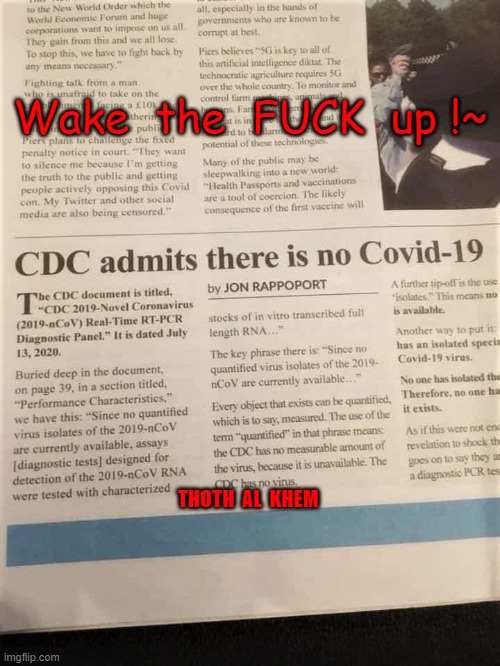 COVID IS A HOAX | Wake  the  FUCK  up !~; THOTH  AL  KHEM | image tagged in covid-19,covidhoax,stupidpeople | made w/ Imgflip meme maker