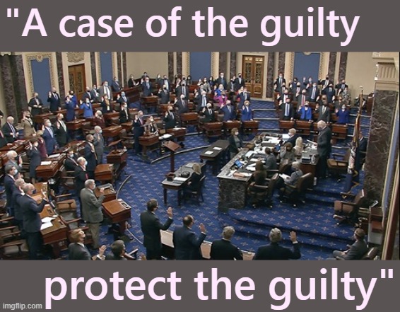 Why are GOP Senators so quick to exonerate Traitor Trump? Because if he is guilty for stoking the riot, many of them are, too. | "A case of the guilty; protect the guilty" | image tagged in gop senate traitors,capitol hill,riots,republicans,trump impeachment,impeach trump | made w/ Imgflip meme maker