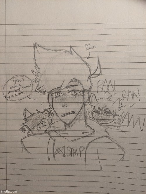 A drawing of my online bro and me and his baby wolf son | image tagged in nikko,sunny,novaa,fanart,were not related in real life,online siblings | made w/ Imgflip meme maker