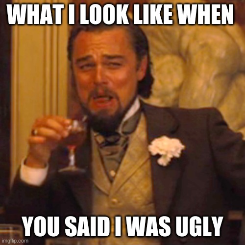 I'm ugly | WHAT I LOOK LIKE WHEN; YOU SAID I WAS UGLY | image tagged in memes,laughing leo | made w/ Imgflip meme maker