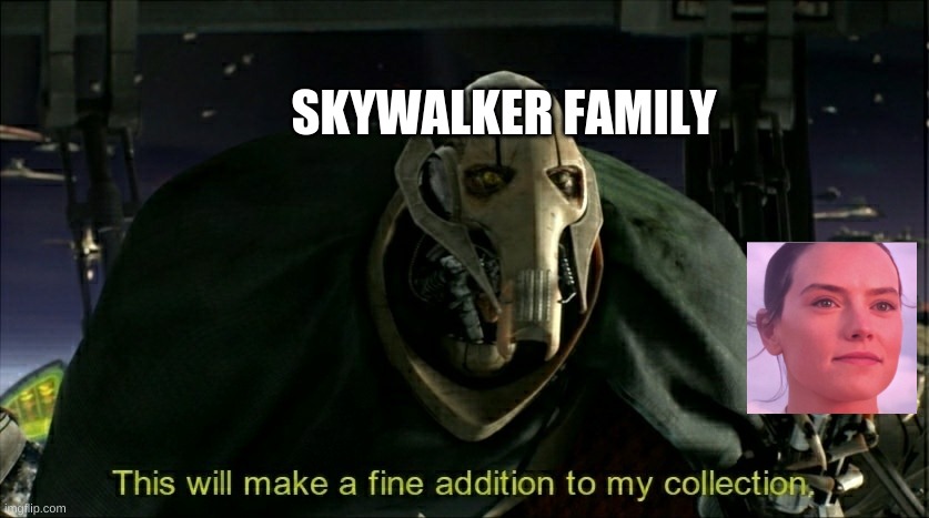 I used this in a comment one time in case you're wondering | SKYWALKER FAMILY | image tagged in this will make a fine addition to my collection | made w/ Imgflip meme maker