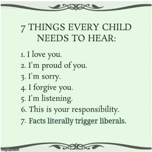 7 Things | Facts literally trigger liberals. | image tagged in 7 things | made w/ Imgflip meme maker