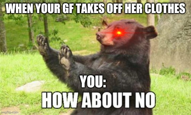 That's why Imgflip Doesn't allow Nudity | WHEN YOUR GF TAKES OFF HER CLOTHES; YOU: | image tagged in memes,how about no bear,girlfriend,ice age baby | made w/ Imgflip meme maker