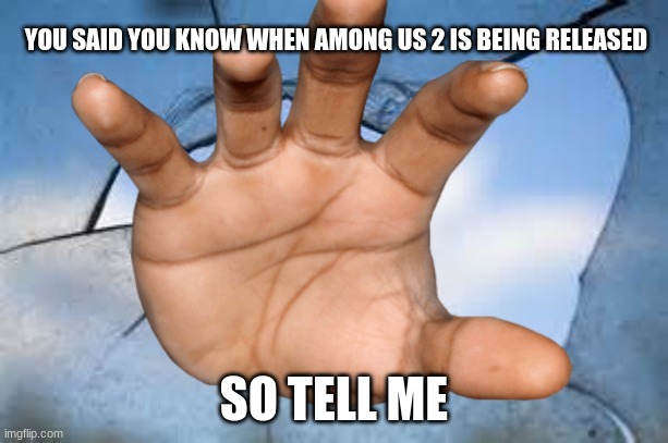 YOU SAID YOU KNOW WHEN AMONG US 2 IS BEING RELEASED; SO TELL ME | image tagged in among us,funny memes | made w/ Imgflip meme maker