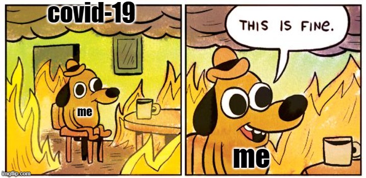 This Is Fine Meme | covid-19; me; me | image tagged in memes,this is fine | made w/ Imgflip meme maker
