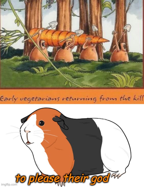 Someone on this stream inspired this | to please their god | image tagged in guinea pig,god,gary larson,carrot,cartoon,cute | made w/ Imgflip meme maker