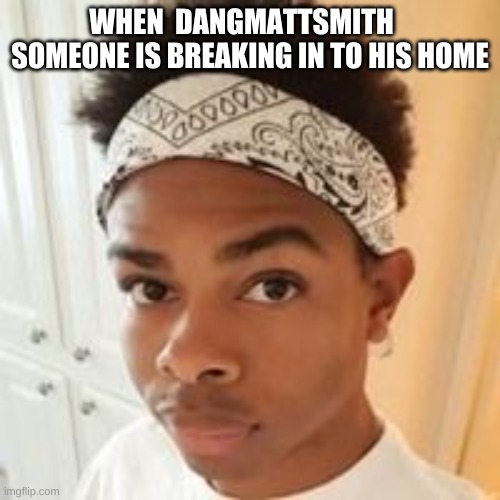 dangmattsmith tiktok a good title for meme | WHEN  DANGMATTSMITH    SOMEONE IS BREAKING IN TO HIS HOME | image tagged in dangmattsmith | made w/ Imgflip meme maker