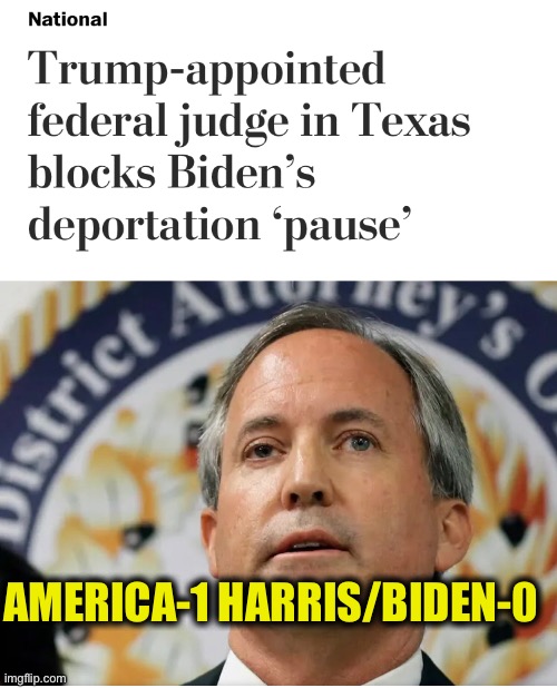 One week after Trump left office and he is still benefiting the country!! | AMERICA-1 HARRIS/BIDEN-0 | image tagged in president trump,joe biden,kamala harris,illegal immigration,memes,deportation | made w/ Imgflip meme maker