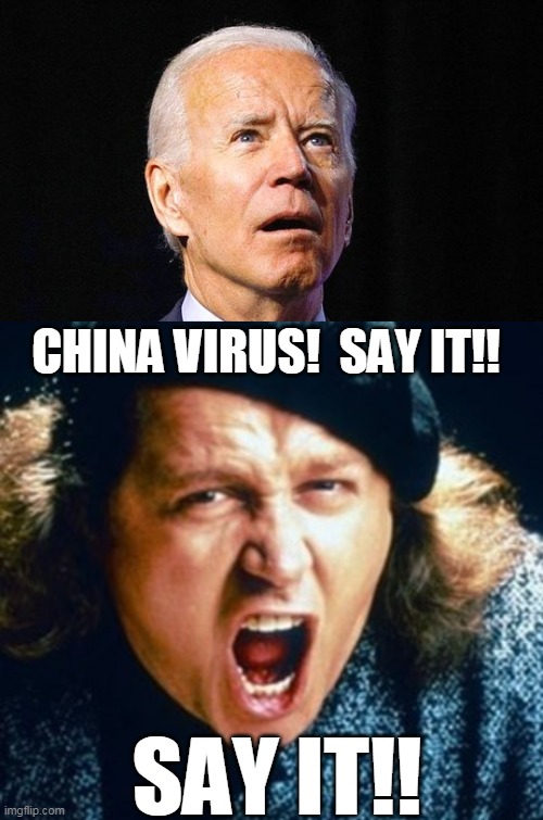 CCP Virus | CHINA VIRUS!  SAY IT!! SAY IT!! | image tagged in sam kinison | made w/ Imgflip meme maker
