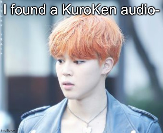 JIMIN SHOOK | I found a KuroKen audio- | image tagged in jimin shook | made w/ Imgflip meme maker