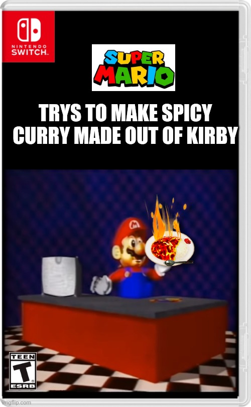 This is | TRYS TO MAKE SPICY CURRY MADE OUT OF KIRBY | image tagged in mario,memes | made w/ Imgflip meme maker