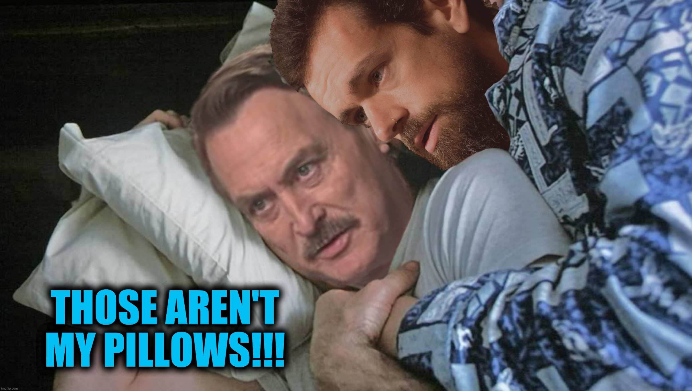 The face you make when Twitter screws you | THOSE AREN'T MY PILLOWS!!! | image tagged in bad photoshop,mike lindell,jack dorsey,planes trains and automobiles | made w/ Imgflip meme maker