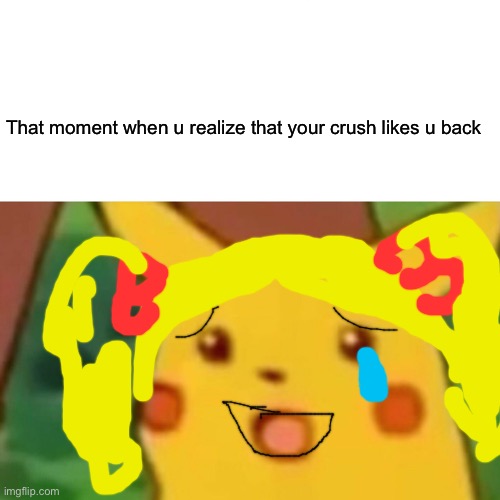Idk what to put here. I was bored lol | That moment when u realize that your crush likes u back | image tagged in memes,surprised pikachu | made w/ Imgflip meme maker