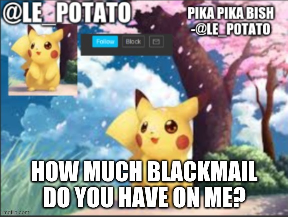 HOW MUCH BLACKMAIL DO YOU HAVE ON ME? | made w/ Imgflip meme maker