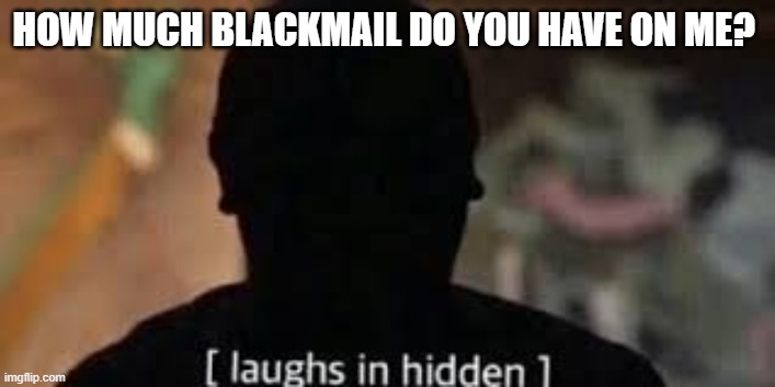 Laughs in Hidden | HOW MUCH BLACKMAIL DO YOU HAVE ON ME? | image tagged in laughs in hidden | made w/ Imgflip meme maker