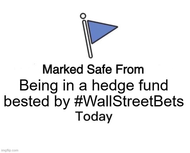 Marked Safe From | Being in a hedge fund bested by #WallStreetBets | image tagged in memes,marked safe from | made w/ Imgflip meme maker