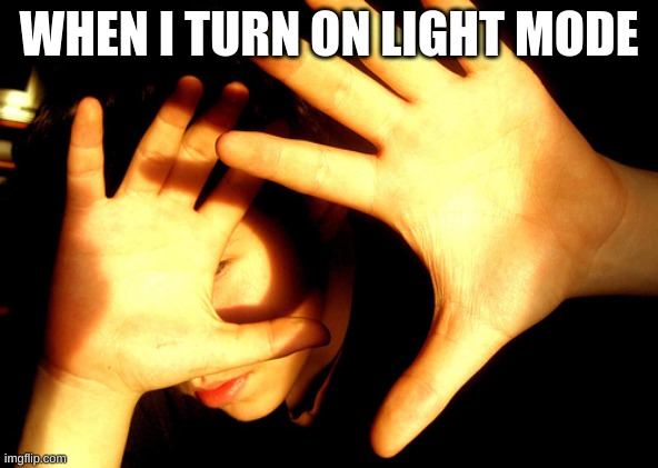 Too Bright | WHEN I TURN ON LIGHT MODE | image tagged in too bright | made w/ Imgflip meme maker