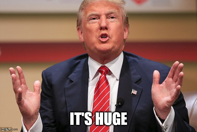 Donald Trump Huge | IT'S HUGE | image tagged in donald trump huge | made w/ Imgflip meme maker