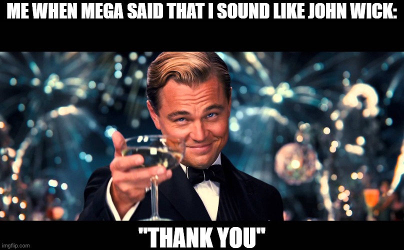 Currently in a VC with Mega, don't ask | ME WHEN MEGA SAID THAT I SOUND LIKE JOHN WICK:; "THANK YOU" | image tagged in lionardo dicaprio thank you | made w/ Imgflip meme maker