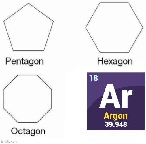 I thought we are doing chemistry but we are actually doing geometry | image tagged in memes,pentagon hexagon octagon | made w/ Imgflip meme maker