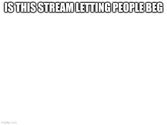Blank White Template | IS THIS STREAM LETTING PEOPLE BEG | image tagged in blank white template | made w/ Imgflip meme maker