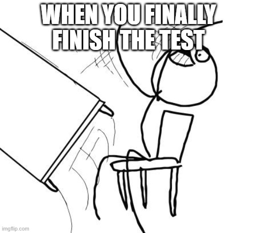 Table Flip Guy | WHEN YOU FINALLY FINISH THE TEST | image tagged in memes,table flip guy | made w/ Imgflip meme maker