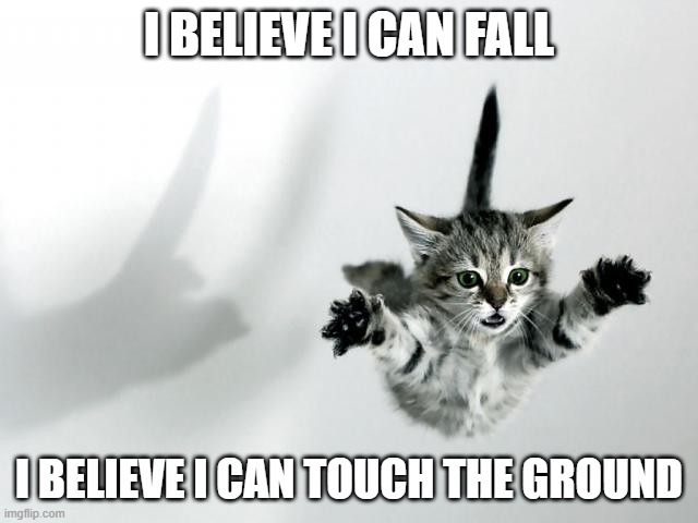 i believe i can fly... | I BELIEVE I CAN FALL I BELIEVE I CAN TOUCH THE GROUND | image tagged in i believe i can fly | made w/ Imgflip meme maker
