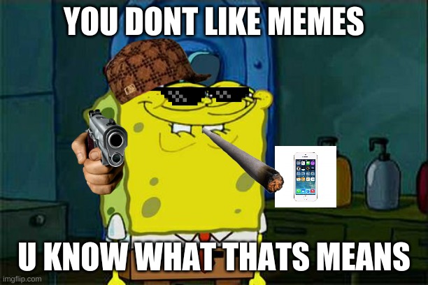 This is a coryxkenshin SSS Master piece | YOU DONT LIKE MEMES; U KNOW WHAT THATS MEANS | image tagged in memes,don't you squidward | made w/ Imgflip meme maker