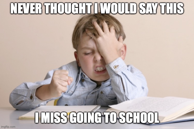 Can't Believe I'm Missing School | NEVER THOUGHT I WOULD SAY THIS; I MISS GOING TO SCHOOL | image tagged in remote frustration | made w/ Imgflip meme maker