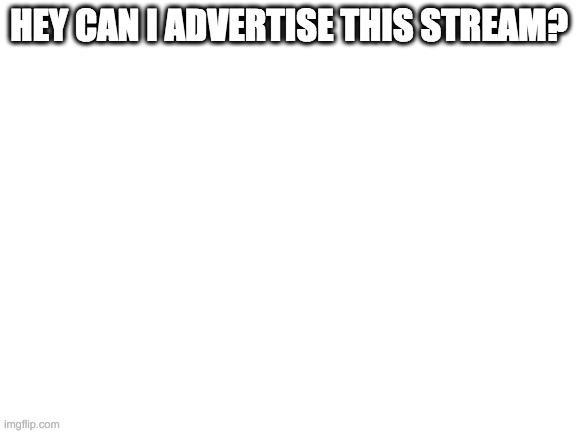 Blank White Template | HEY CAN I ADVERTISE THIS STREAM? | image tagged in blank white template | made w/ Imgflip meme maker