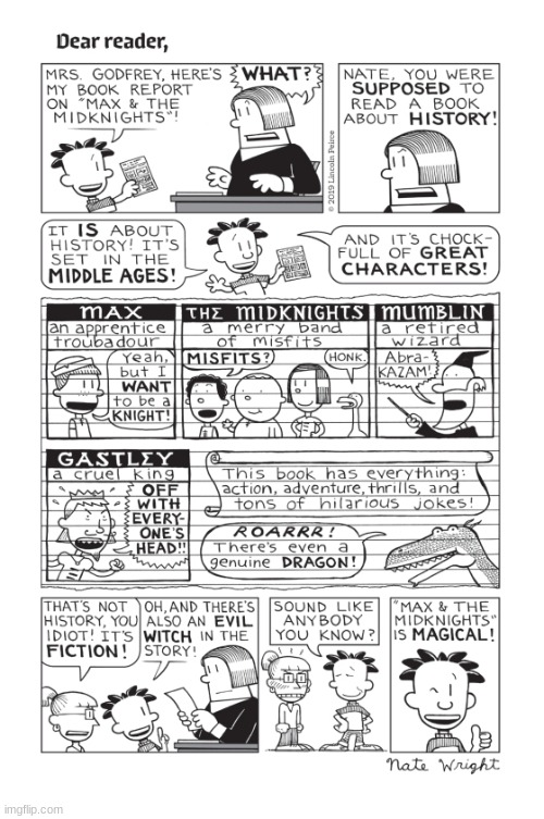 Check this book out: ¨Max and the midknights¨ | image tagged in max and the midknights,big nate,books,comics/cartoons,comics,cartoons | made w/ Imgflip meme maker